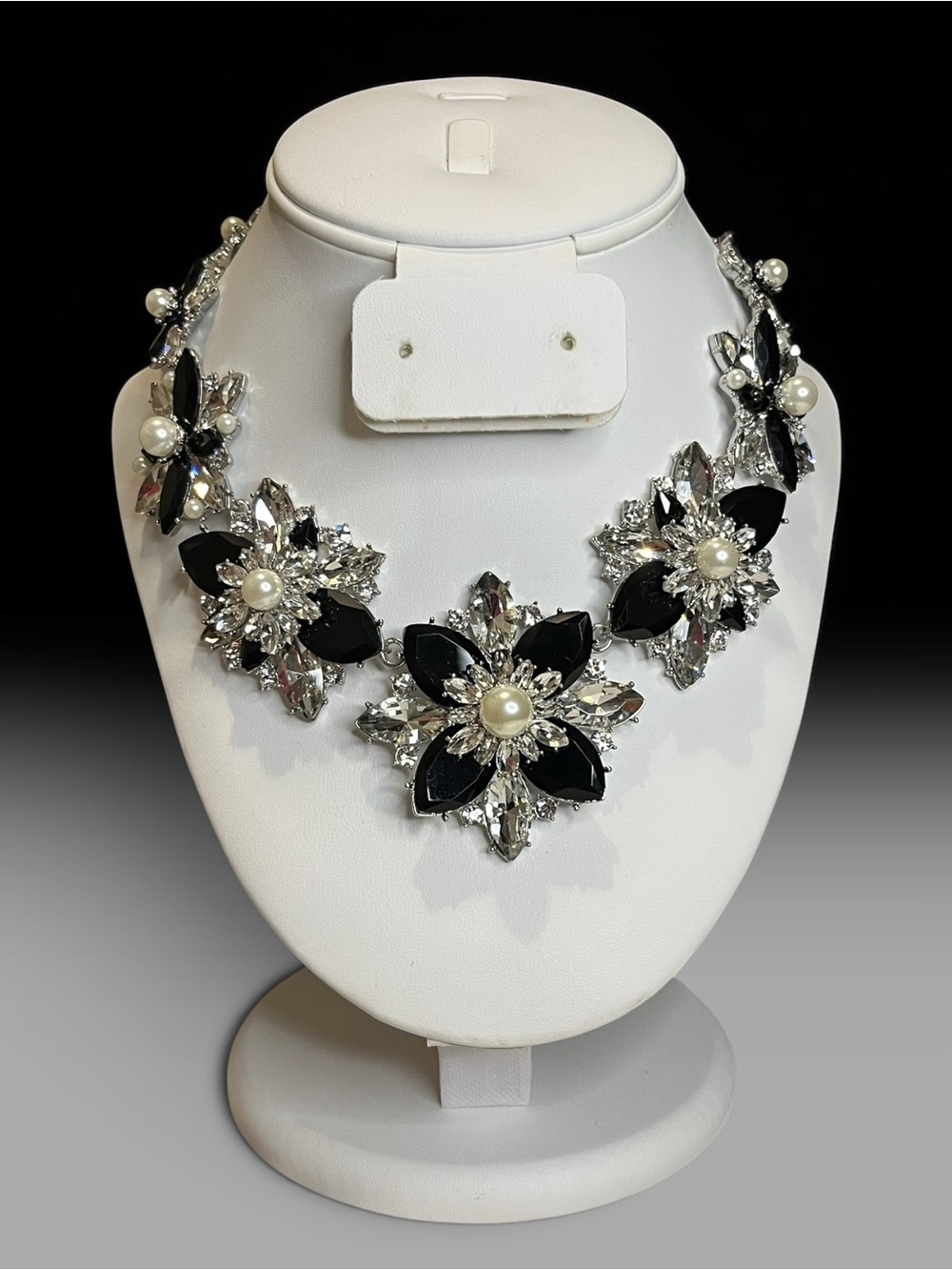 Charter Club Crystal Faux Pearl Statement Necklace